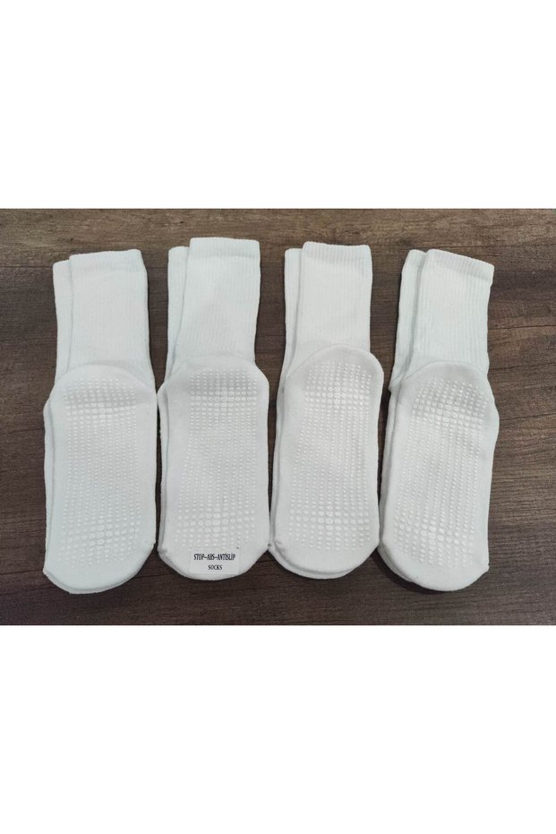 Unisex 4 Pairs of Non-Slip Sports Socks with Cotton Soles and Anti-Slip Towel Bottoms