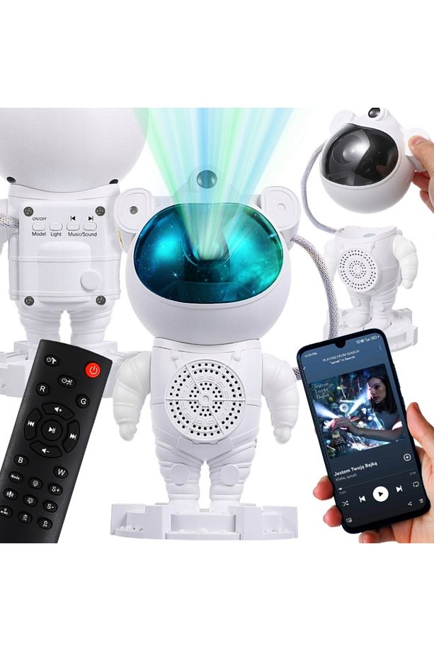 Astronot Bluetooth Hoparlör Projeksiyon Gökyüzü Nebula Zamanlayıcı Galaxy Masa ve Gece Lambası - 5