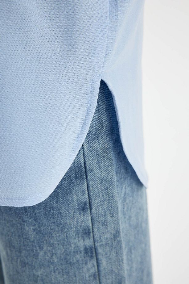 Kız Çocuk Oversize Geniş Kalıp Poplin Uzun Kollu Basic Düz Okul Gömleği C7482a824au - 6