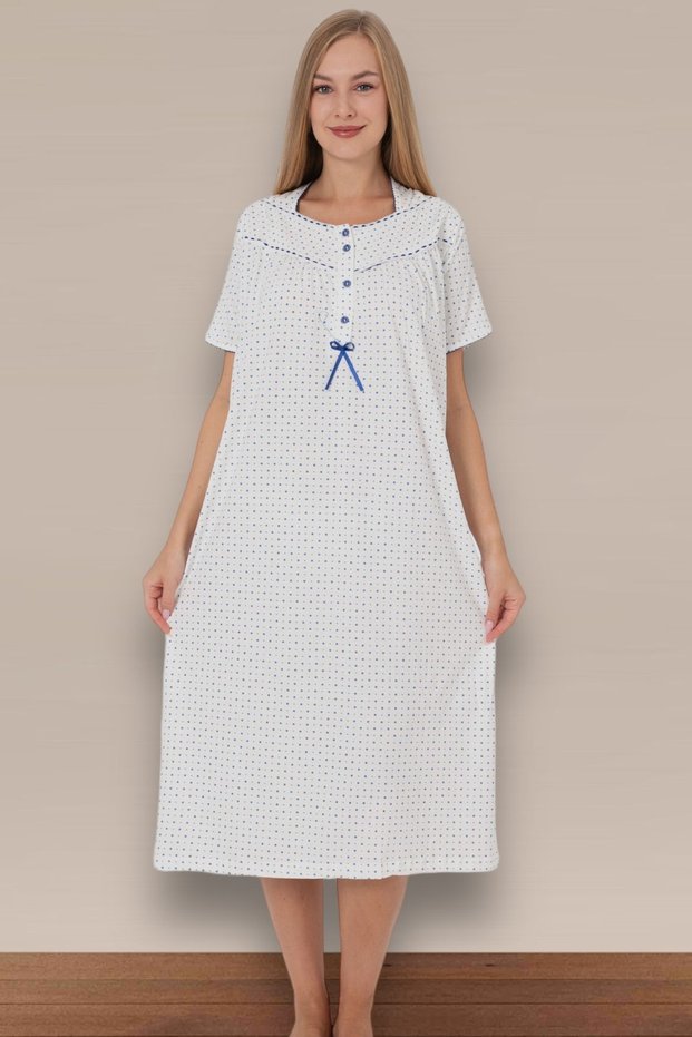 Short Sleeve 100% Cotton Combed Throw Plus Size Mother's Nightgown, Hospital, Pregnant and Maternity Nightgown