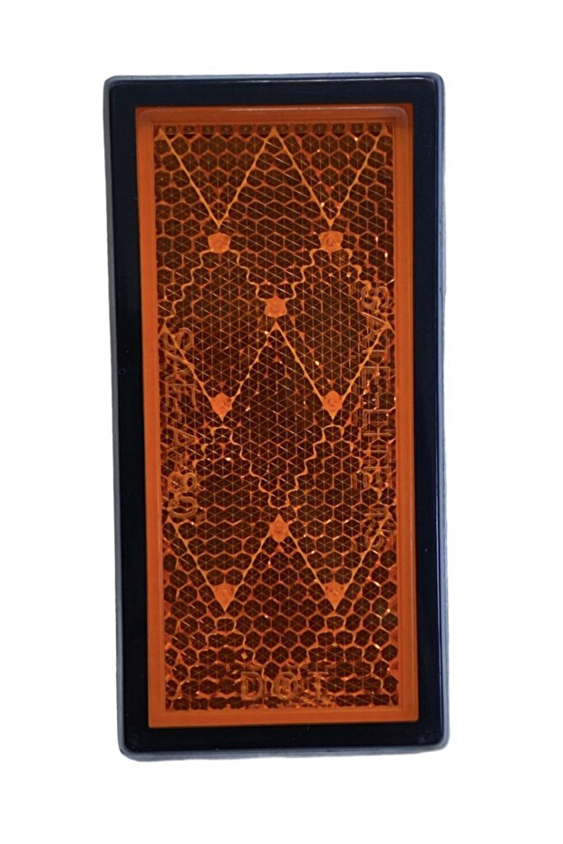 Yellow Adhesive Rectangular Black Rimmed Plastic Reflector Cat Eye Caravan/Van/Trailer