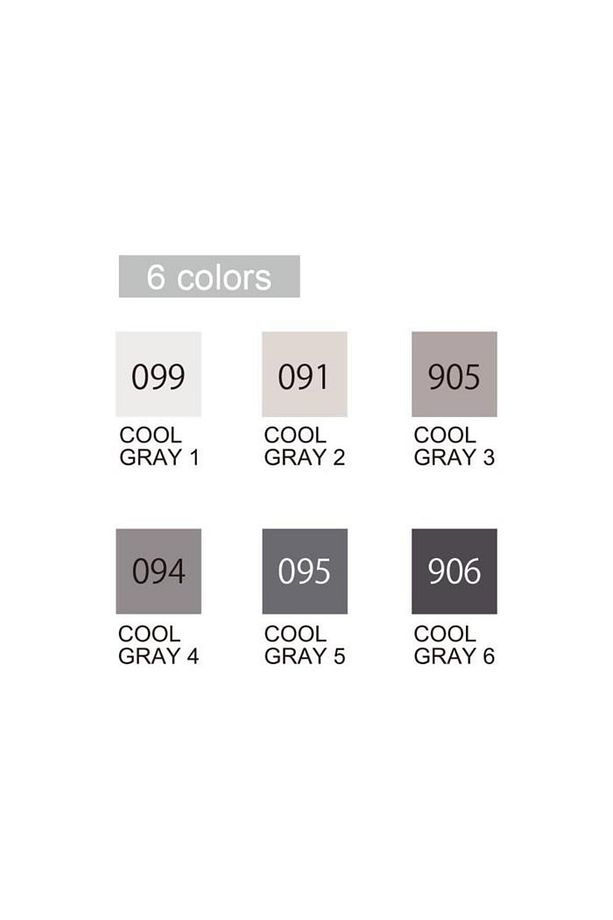 Clean Color Real Brush- Fırça Kalem Set 6 Lı Cool Gray - 2