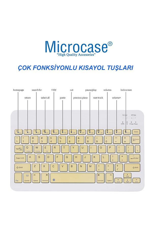 Tablet ve Telefonlar için Türkçe Q Bluetooth Klavye ve Mouse Set - AL3476 Sarı - 4