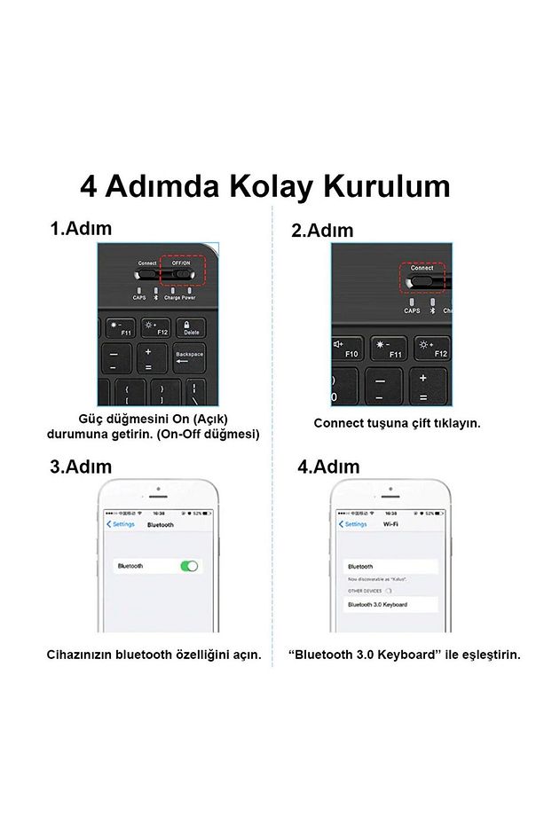 Tablet ve Telefonlar için Türkçe Q Bluetooth Klavye ve Mouse Set - AL3476 Sarı - 6