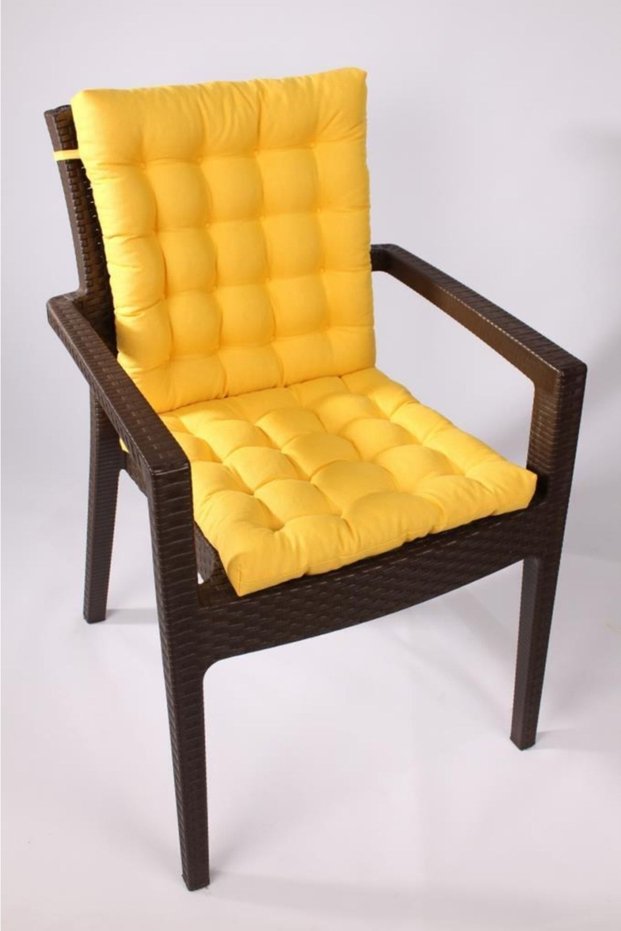 Lotus Luxury Puffy Rattan Lotus Chair Cushion 43X93, Yellow