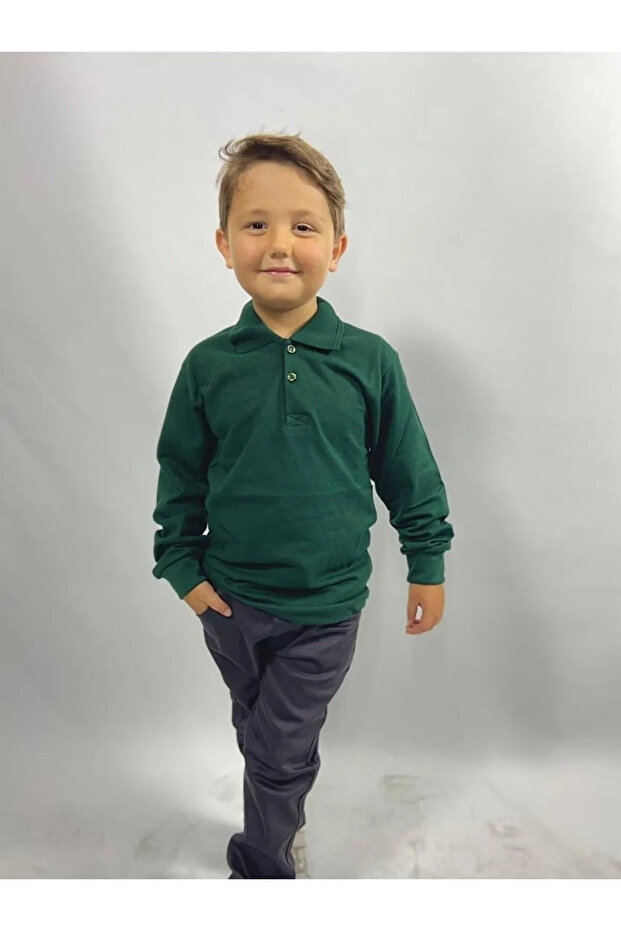 Unisex Kids Polo Collar Long Sleeve T-Shirt - Copy