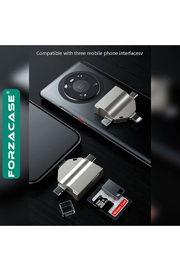 Lightning Type-C Micro USB to USB Flash Bellek ve SD / TF Kart Okuyucu Adaptör - FC459 - 8