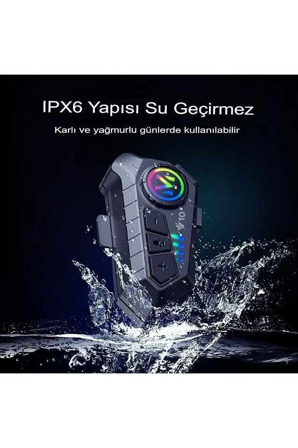 Tek Bağlantılı Su Geçirmez Motosiklet Kask Bluetooth 5.3 Intercoom 1.000mah - 9