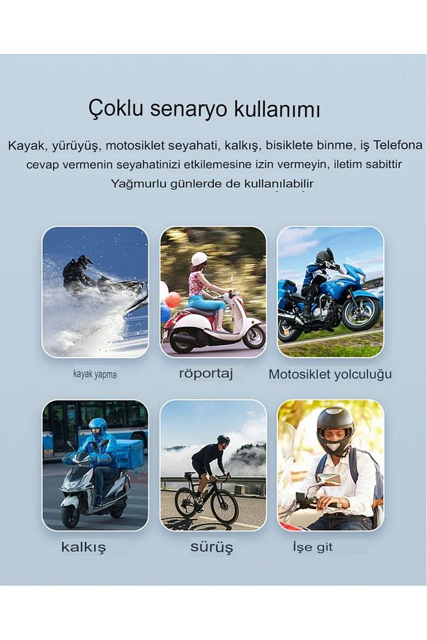 Tek Bağlantılı Su Geçirmez Motosiklet Kask Bluetooth 5.3 Intercoom 1.000mah - 5