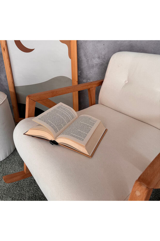 Nini Sallanan Ahşap Berjer | Beyaz - 3