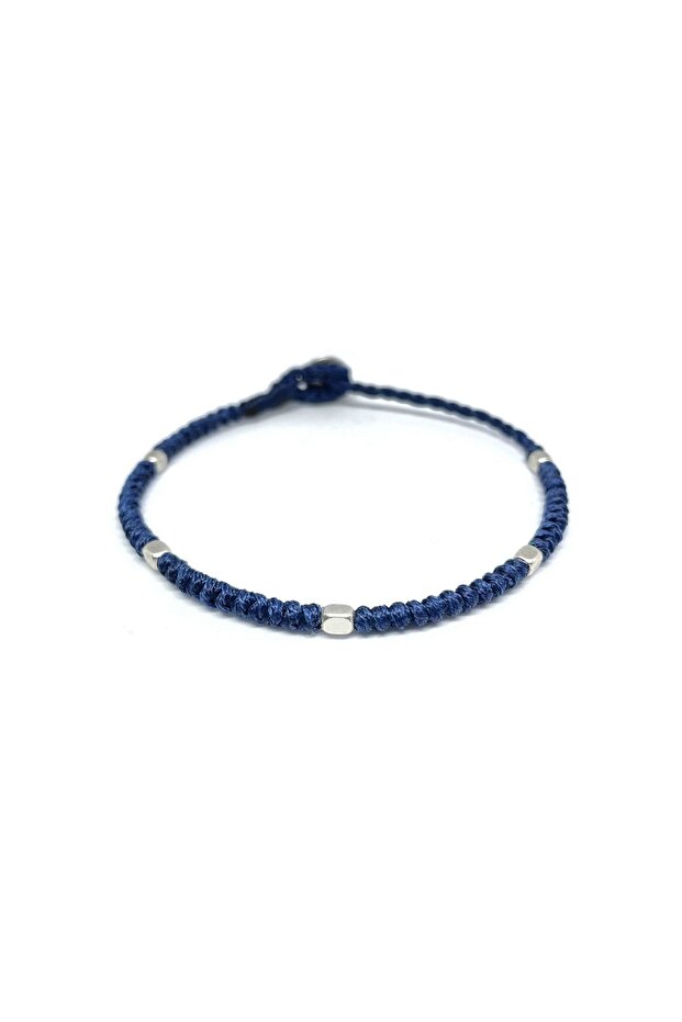 Unisex Cube Detail Knitted Bracelet