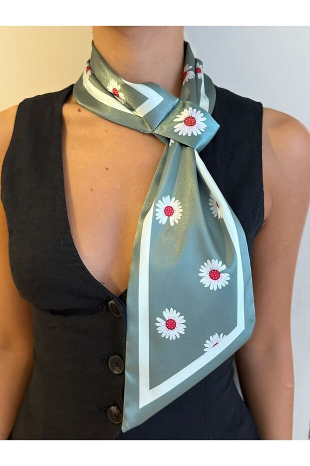 Daisy Patterned Tie Scarf - 2