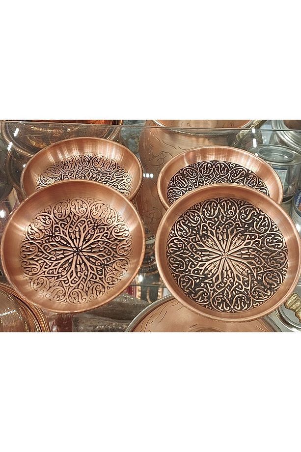 Bakır Çerezlik & Bakır Kahvaltılık 6'lı Set Bakır Çerezlik , Bakır Sosluk , Bakır Tabak - 1