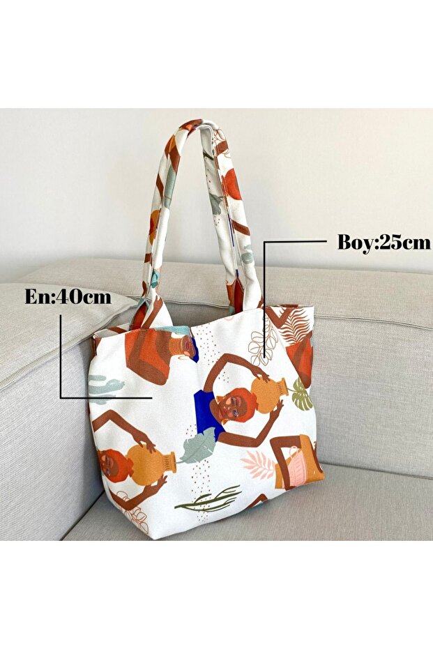 حقيبة قماش منقوشة بوهو ناعمة - حجم متوسط - 2