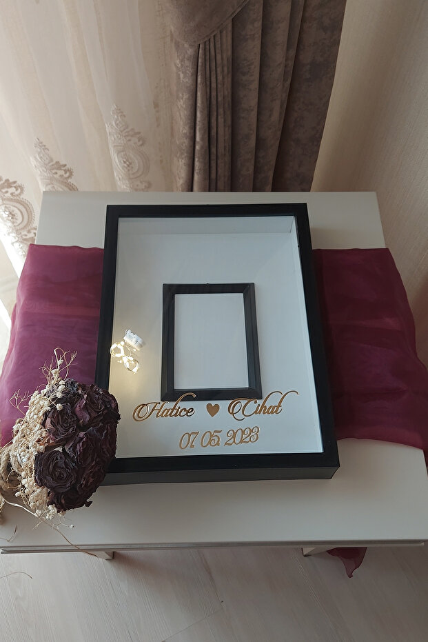صندوق ورد LED مقاس 30 × 40 سم - تصميم إطار الذاكرة، إطار مرآة مع قسم للصور