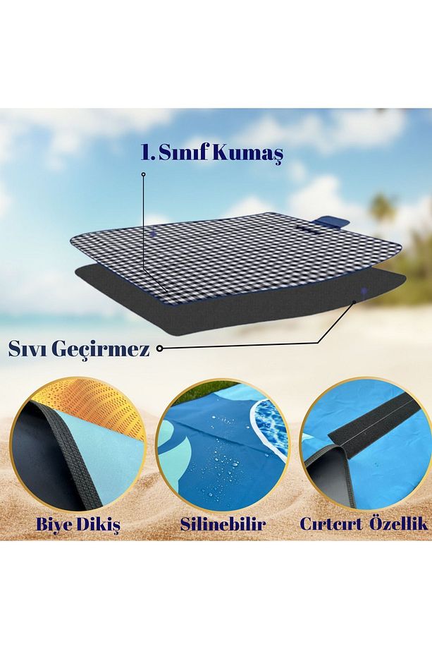 Piknik Masa Örtüsü, Piknik Yer Örtüsü, Su Geçirmez Piknik Örtüsü, Sofra Bezi, Masa Örtüsü 150 X 207 - 5
