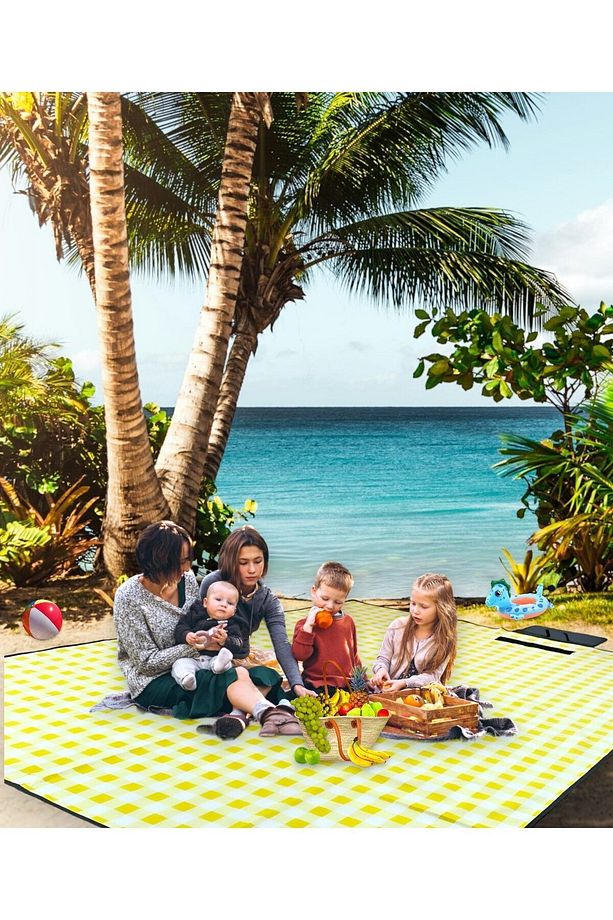 Piknik Masa Örtüsü, Piknik Yer Örtüsü, Su Geçirmez Piknik Örtüsü, Sofra Bezi, Masa Örtüsü 150 X 207 - 1