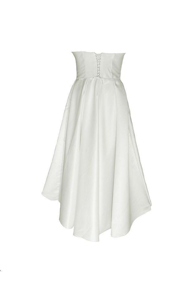 Straplez Midi Boy Saten Nikah Elbisesi - 3