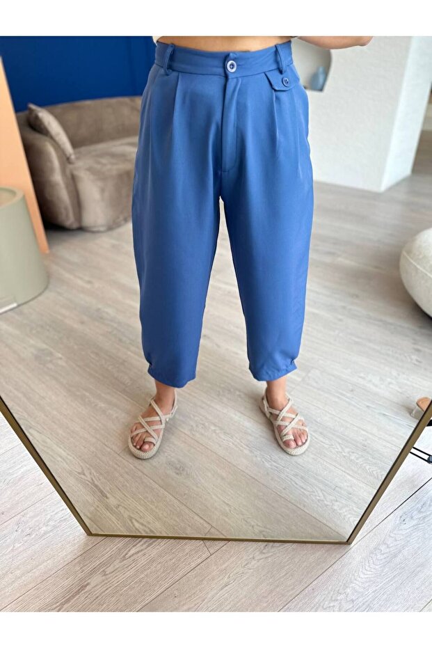 Mavi Paça Detaylı Pantolon - 3