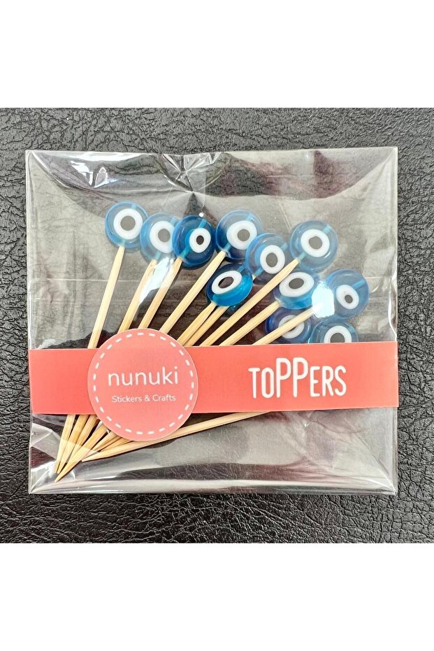 Blue Evil Eye Beaded Glass Cocktail Presentation Toothpick 12Pcs 7cm Concept Party Ornament Sünnet Nsct0015