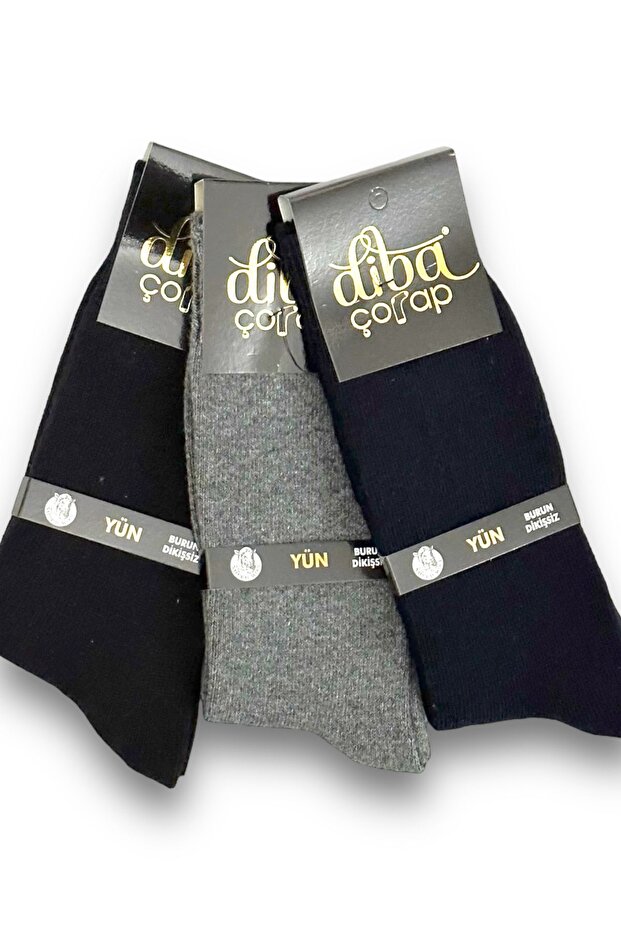 3 Pieces Winter Men's Wool Diba Socks Lambswool Lamb Wool Natural Thermal