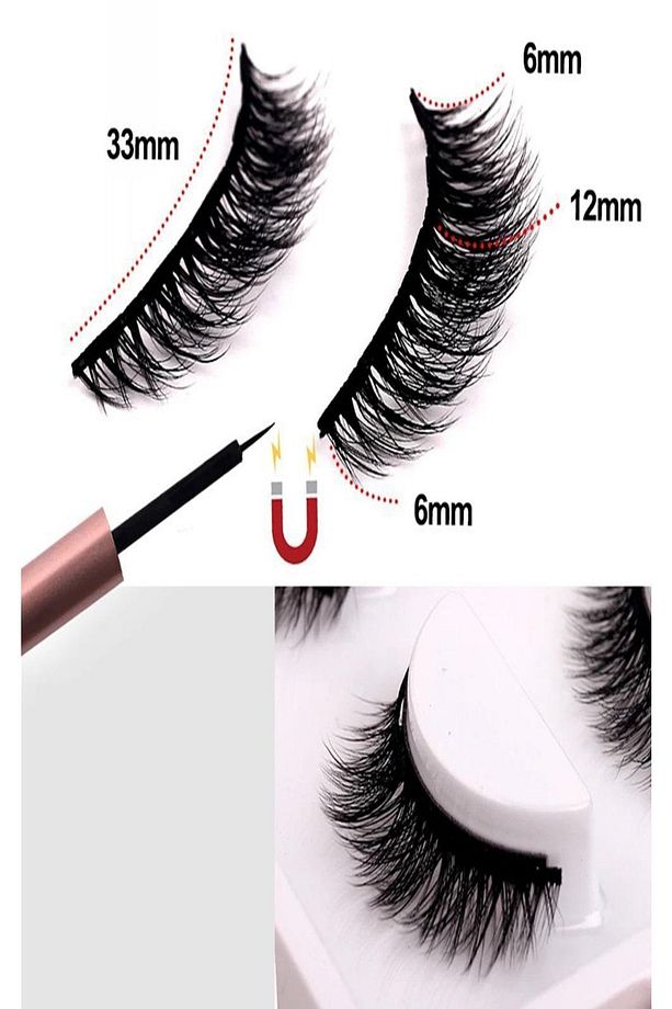Gerçek Görünümlü 3 Çift Manyetik Kirpik Manyetik Eyeliner Cımbız Seti - 7