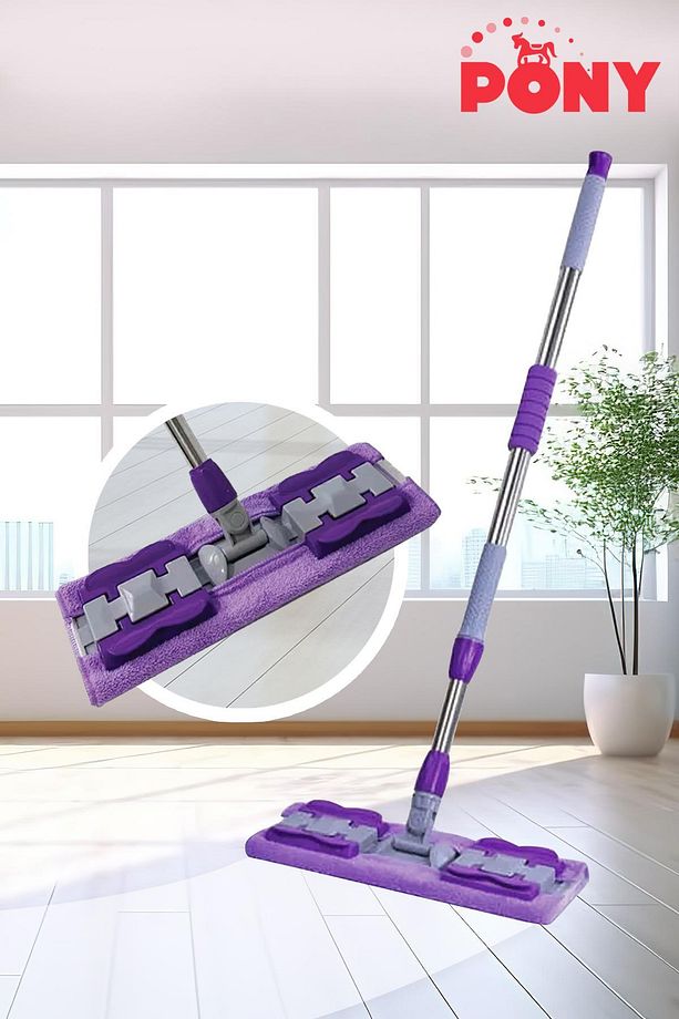 Mandallı Mop Mikrofiber Yüzey Temizlik Seti Paspas Yer Duvar Cam Kıskaçlı Klipsli - 1