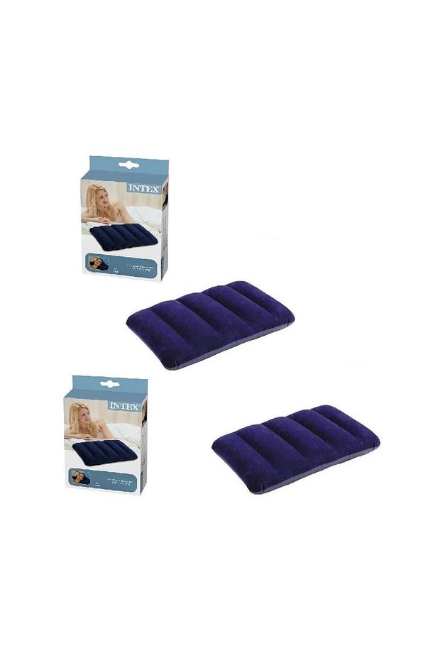 2li Set 68672 Kadife Kaplı Şişme Yastık Minder Yastık Kamp Yastığı Intex Kamp Yastığı - 1