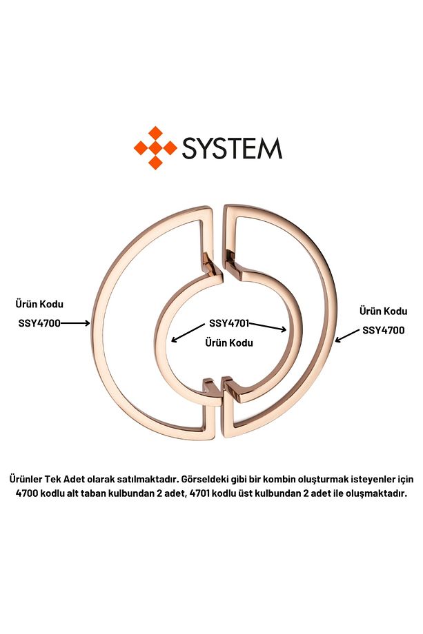 128 Mm Altın Rengi Alt Taban Kulp Tek Adet Yarım - Ssy4700 0128 Gl - 2