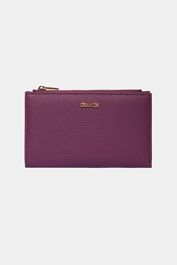 2804 Genuine Real Leather Zippered Women's Wallet Flother Purple