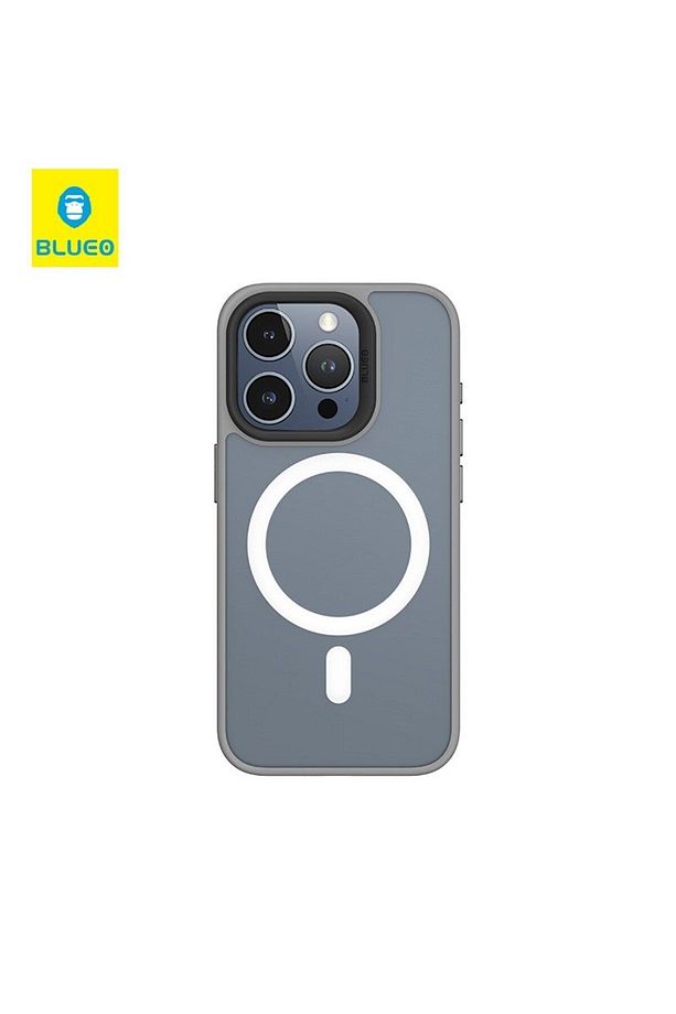 İphone 15 Pro Max Uyumlu Magsafe Şarj Özellikli Frosted Dual Color Skin Friendly Kılıf Kapak - Gri - 2