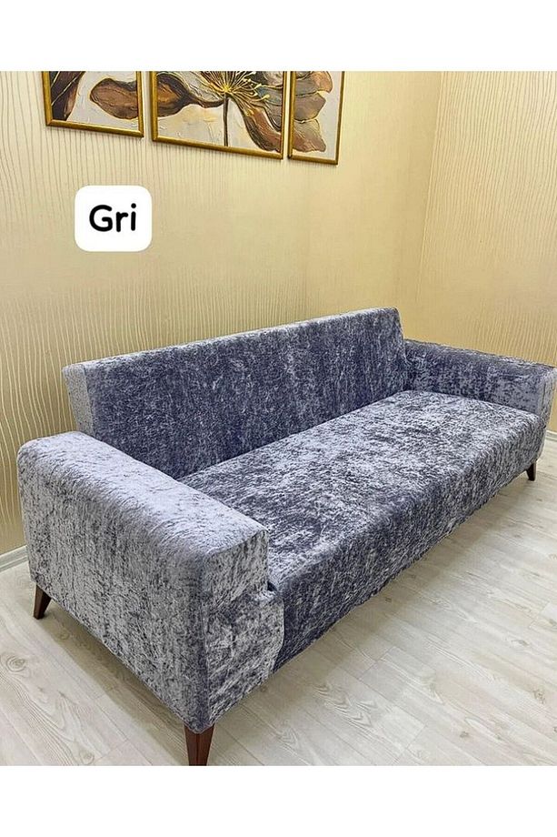 Yumuşacık Yıkanabilir Tüy Leke Tutmayan 3 Kişilik Lastikli Kadife Koltuk Örtüsü Koltuk Kılıfı tekli - 4