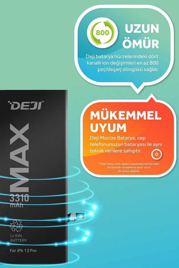 Iphone 12 Ve 12 Pro Batarya 3310 Mah Mucize Batarya - 4