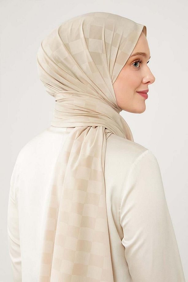 Vizon Dama Desen Jakarlı Elegance Şal - 1