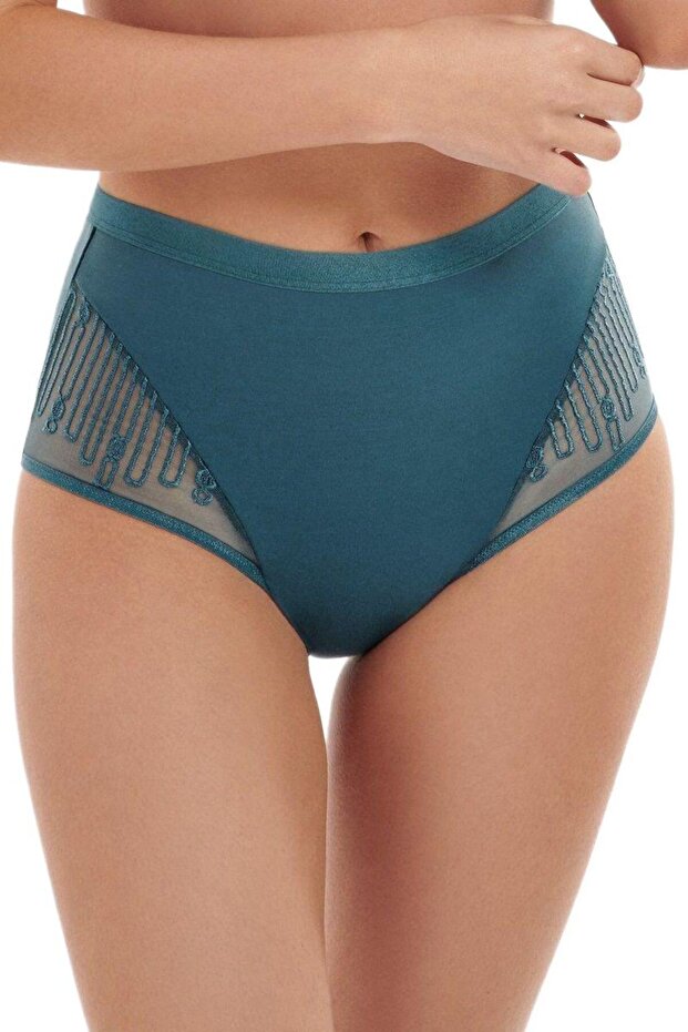 Ivonne Women's Turquoise High Waist Panties 22261