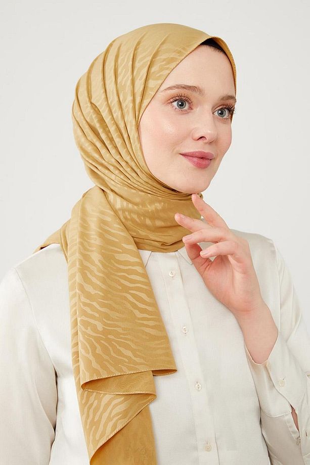 Hardal Desenli Jakarlı Elegance Şal - 2
