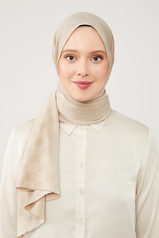 Vizon Dama Desen Jakarlı Elegance Şal - 3