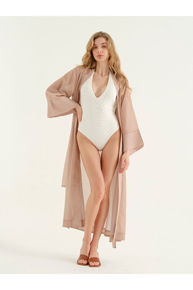 Beige Plain Kimono