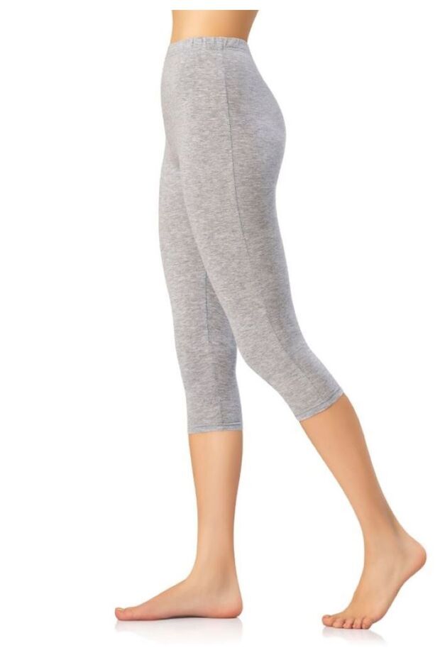 Gray Single Combed Capri Tights - 1