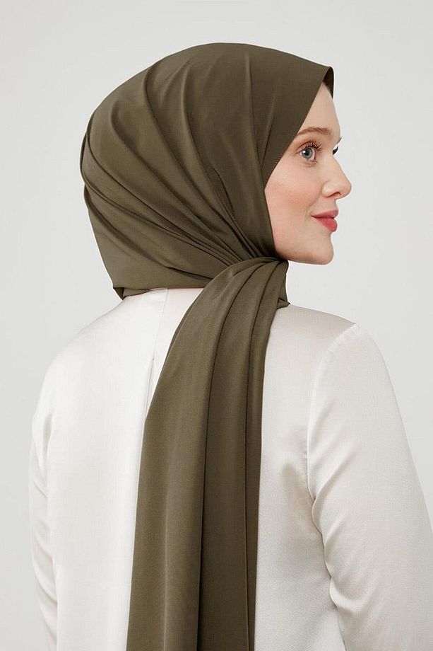 Haki Düz Desen Elegance Şal - 3