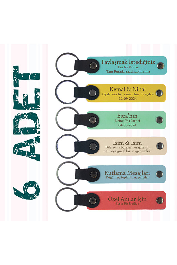 6-piece Souvenir Keychain - Very Special Gifts for Special Parties, Name and Message Writable on It