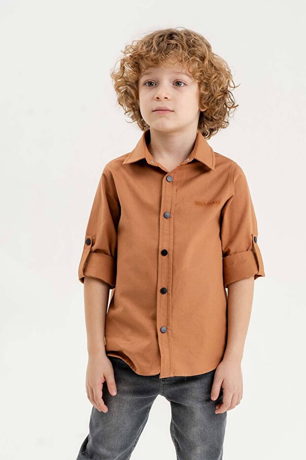 قميص أساسي للأولاد بأكمام طويلة قابل للطي - 2