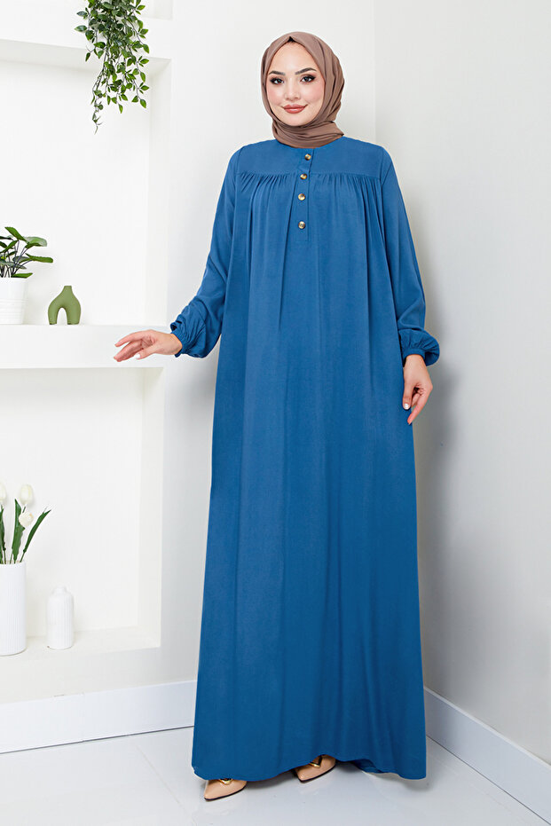 InDigo Dress - Half Placket Button, Model 2020BGS895