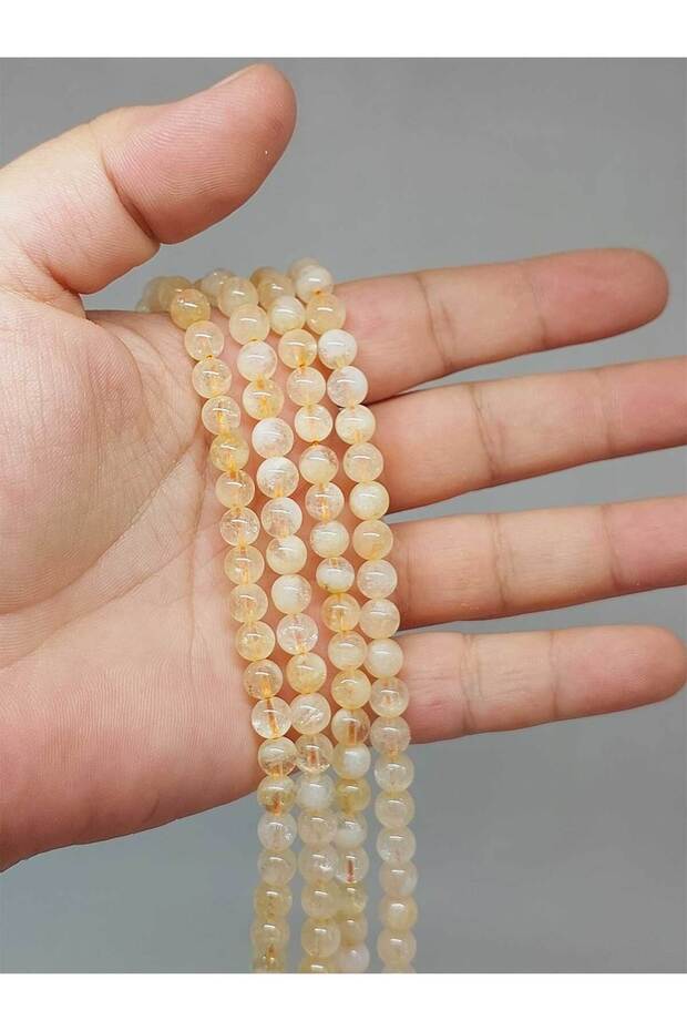 Quarter String (9cm Long!) Citrine Stone Quarter Beads Frosted Colors 6mm (51412)