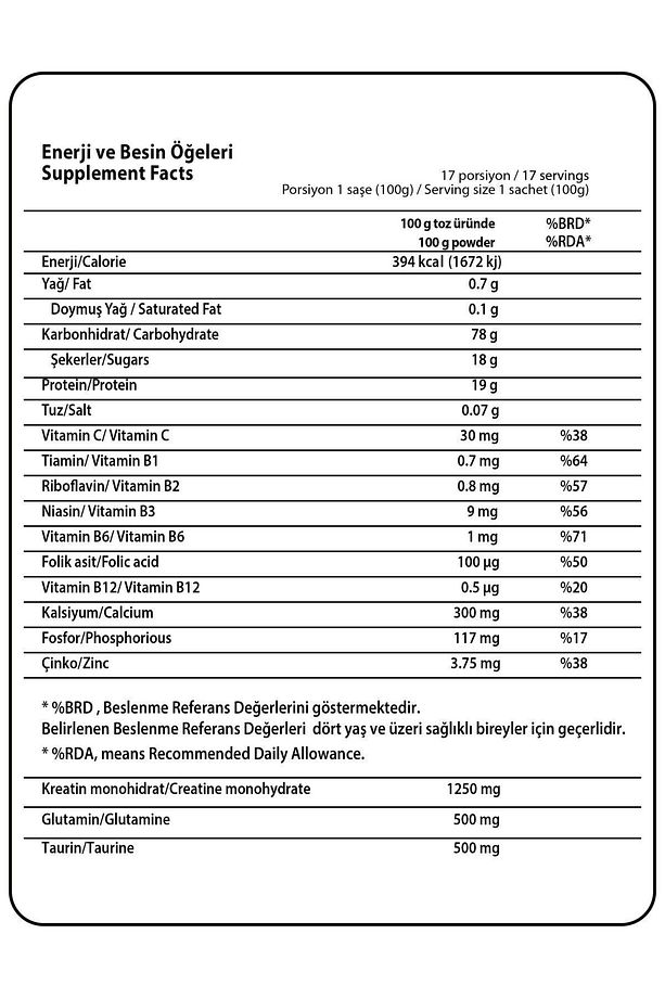 Progainer 17 şase (tek kullanımlık 100 gr) karbonhidrat - 3