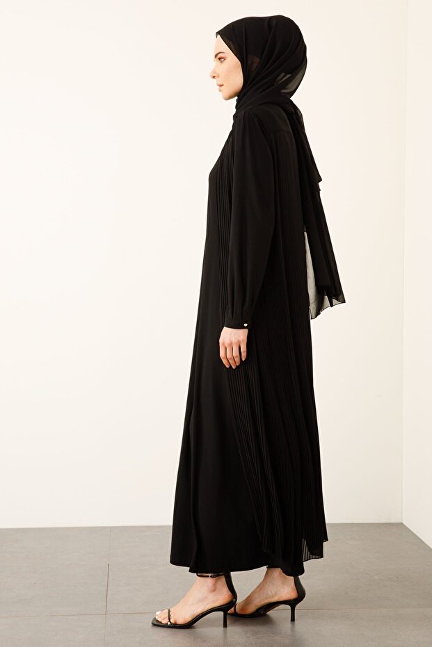 PİLİSELİ ELBİSE SİYAH - 2