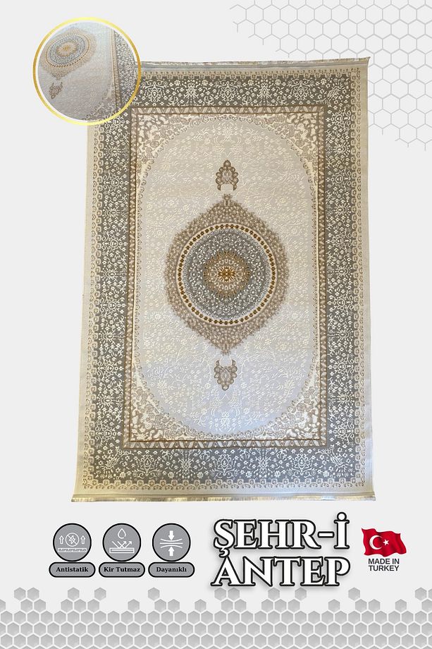 Şehr-i Antep Modern Gold Desenli Polip Polyester Halı-005 - 1