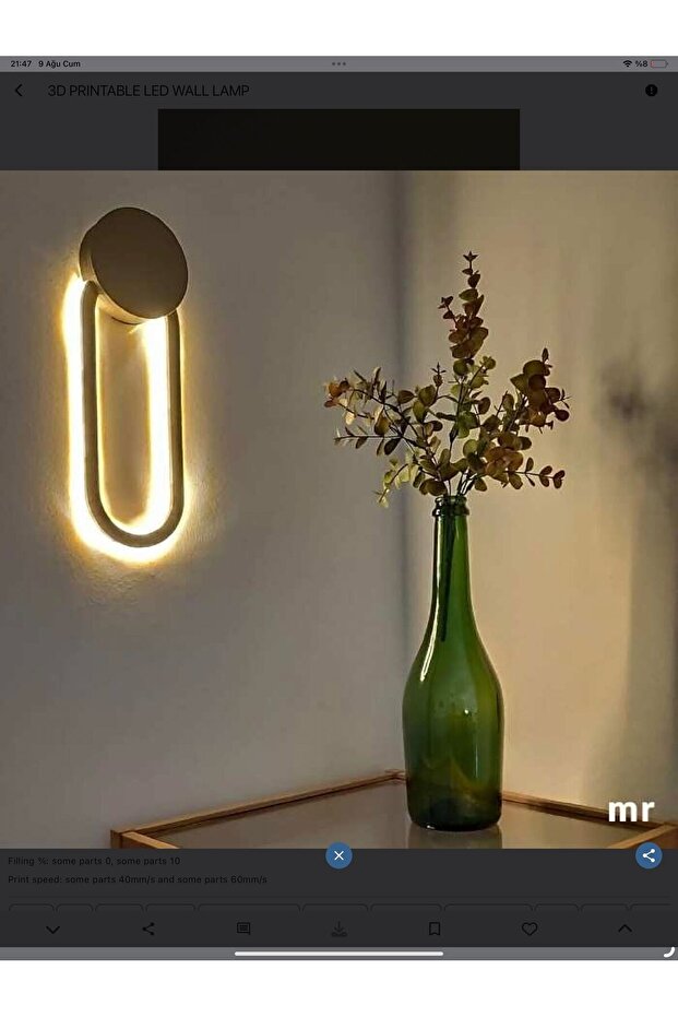 Led Işıklı Duvar Lambası - 1