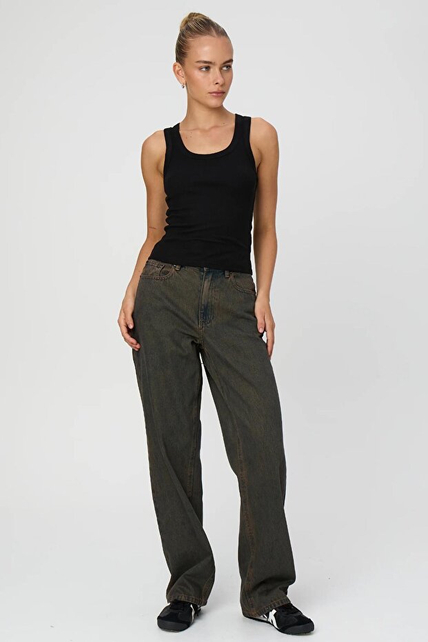 Siyah Fitilli Görünümlü Kalın Askılı Basic Atlet MG2058 - 4