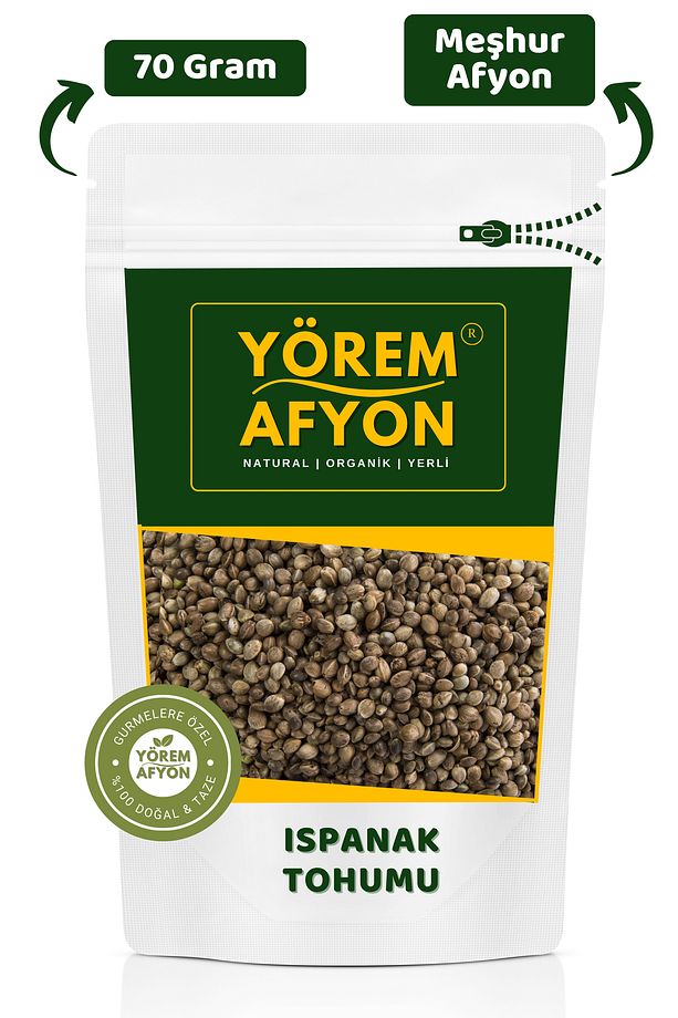 Yörem Afyon Meşhur Afyon Yerli Mahsul GDO'suz Kuvvet Deposu İri Yapraklı Ispanak Tohumu | 70Gr. - 1